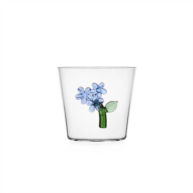 Glass Tumbler Pair - Blue Flower