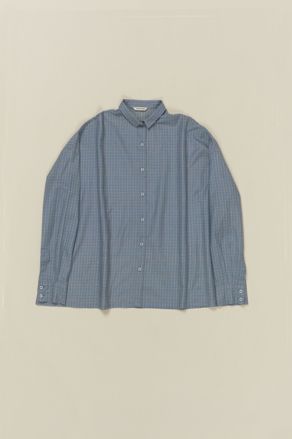 Runaway Bicycle Blue/Grey Check Long Sleeve Shirt