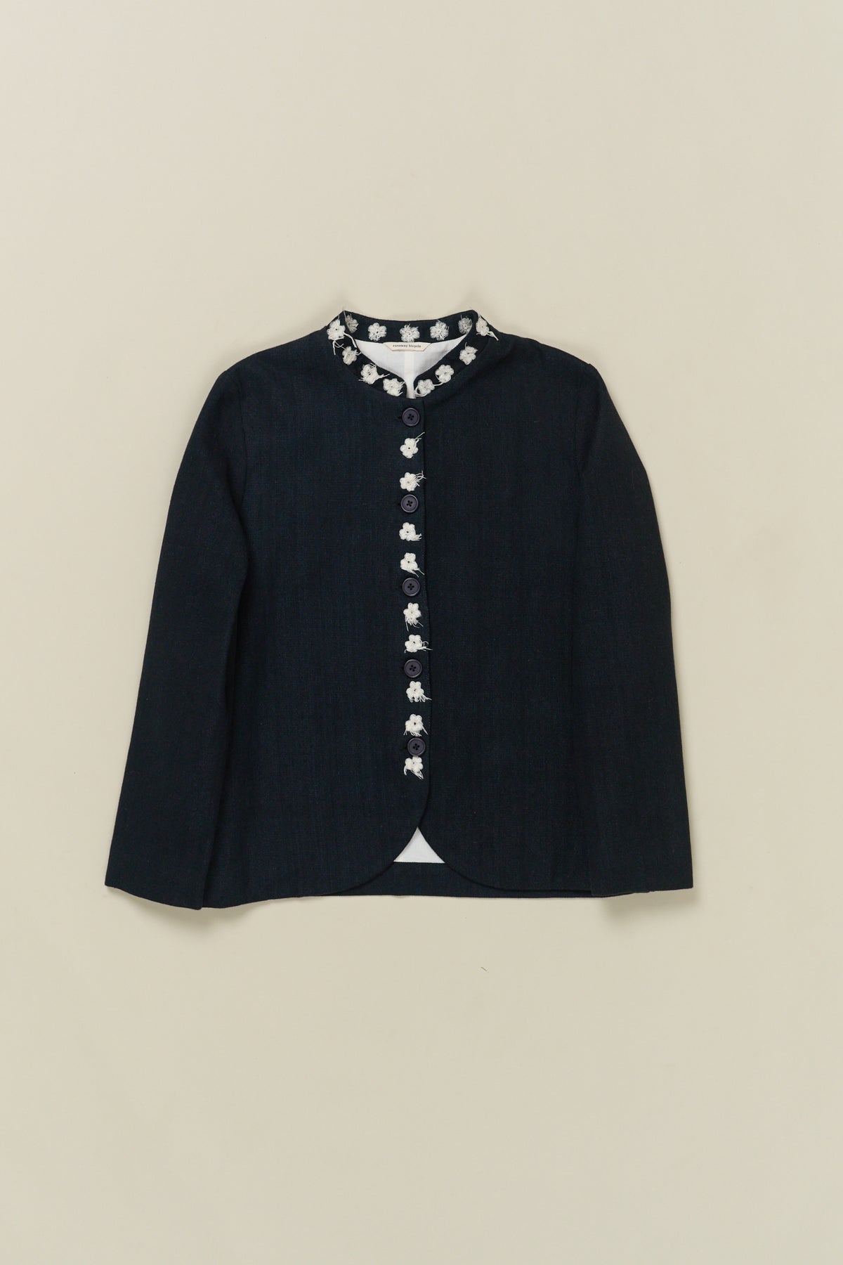 Runaway Bicycle Short Jacket - Black With Flowers