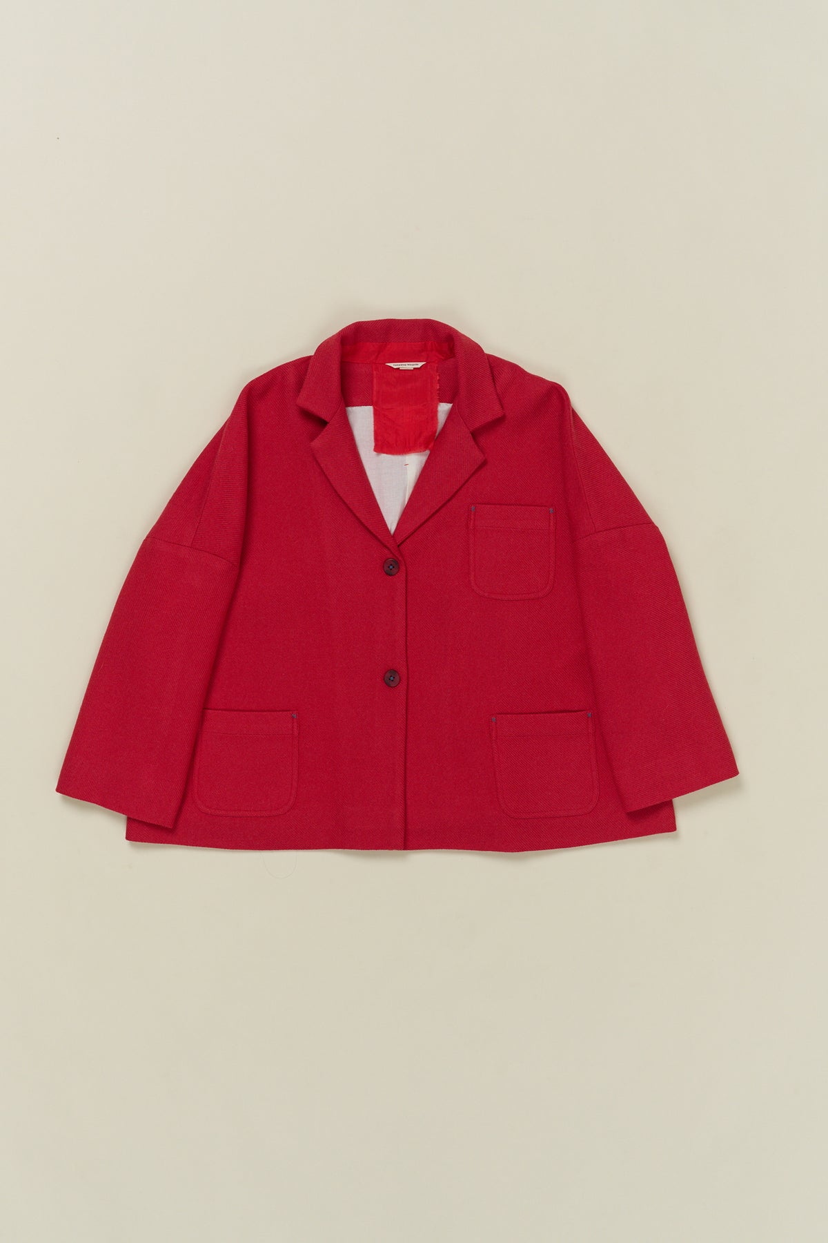 Runaway Bicycle Boxy Wool Jacket - Raspberry