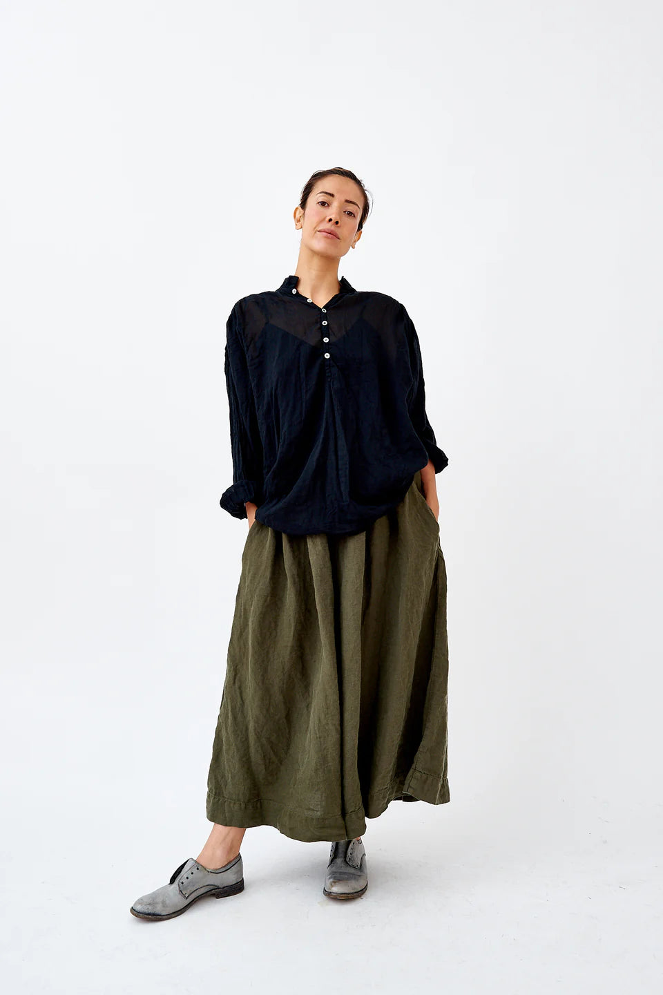 Metta Hill Shirt Cotton Voile - Navy
