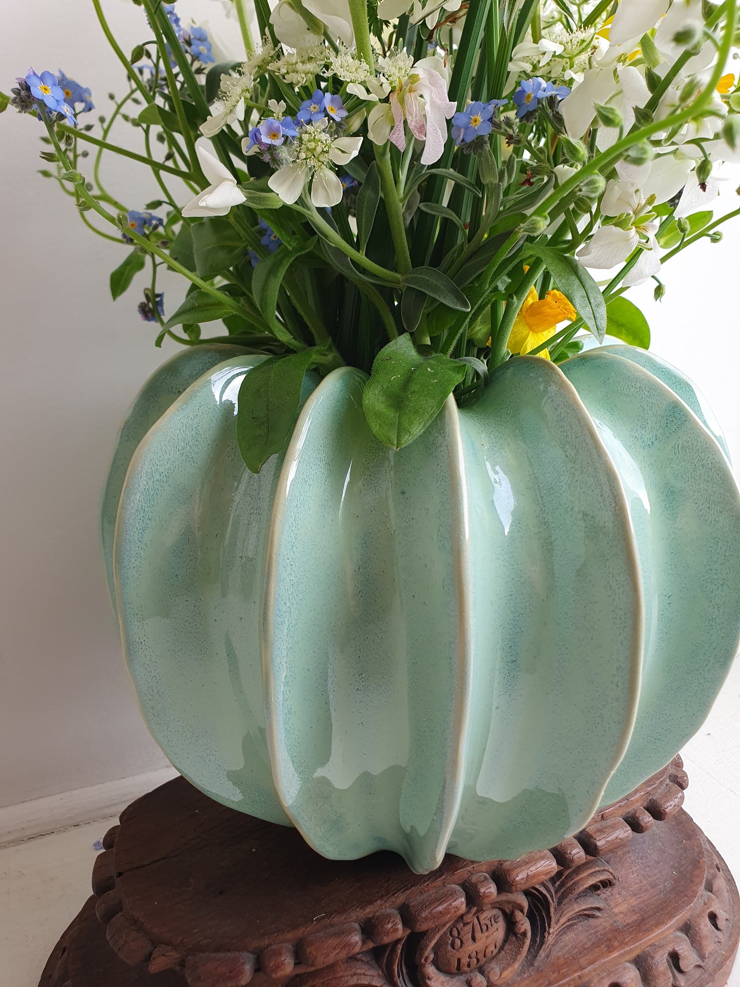 European Ceramic Gourd Pot - Turquoise