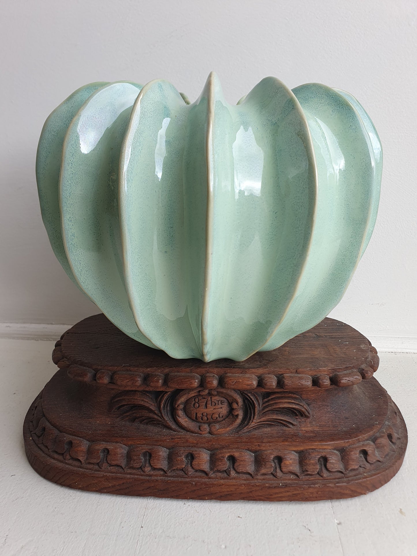 European Ceramic Gourd Pot - Turquoise