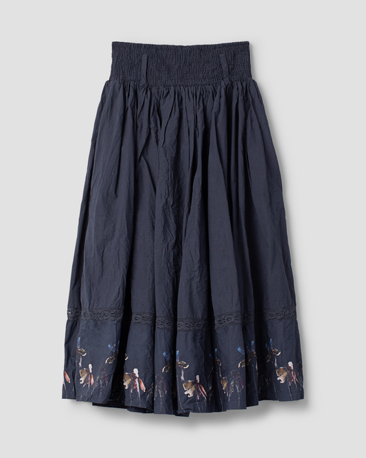 Ewa i Walla 'Gull' Skirt With Lace In Navy Floral