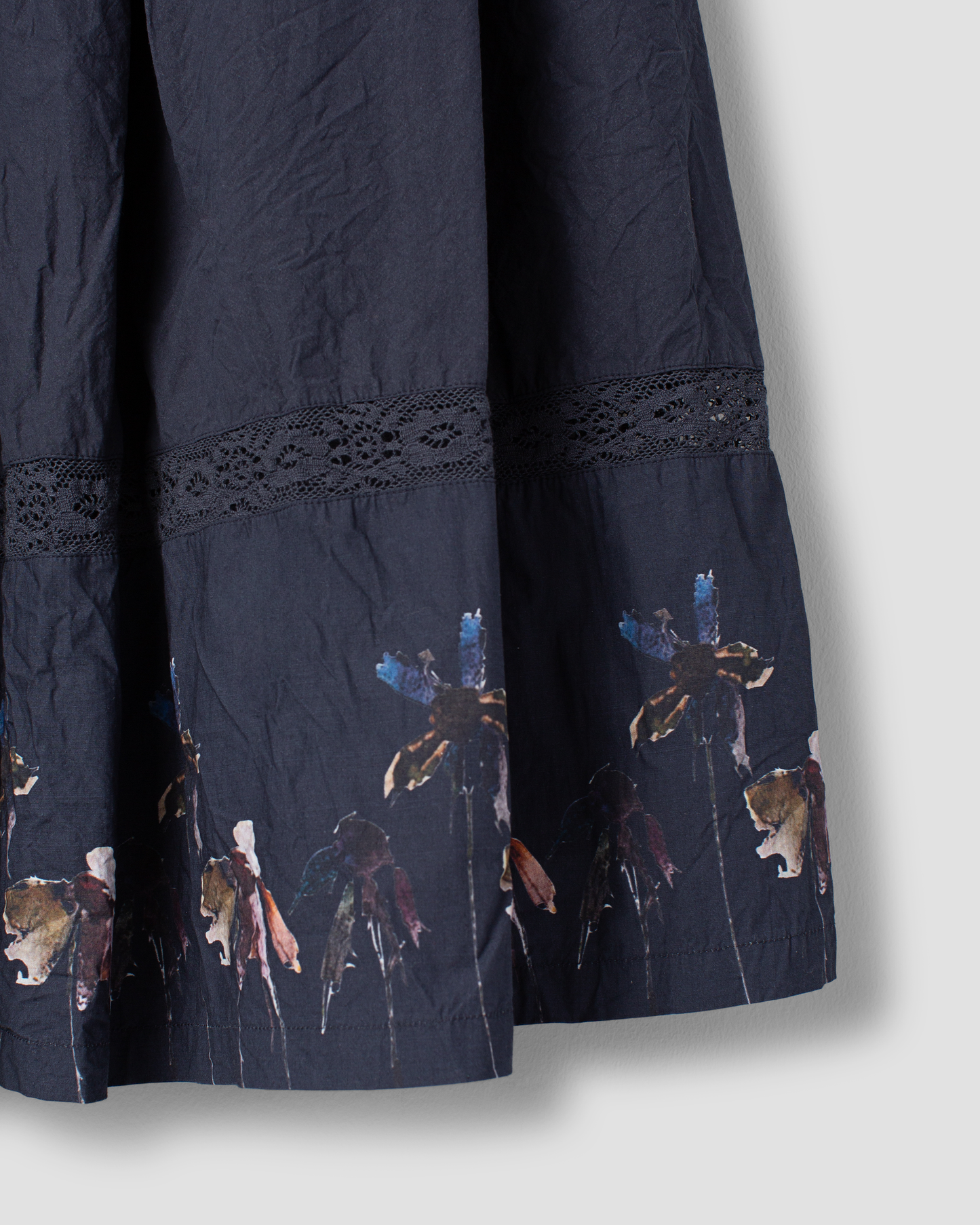Ewa i Walla 'Gull' Skirt With Lace In Navy Floral