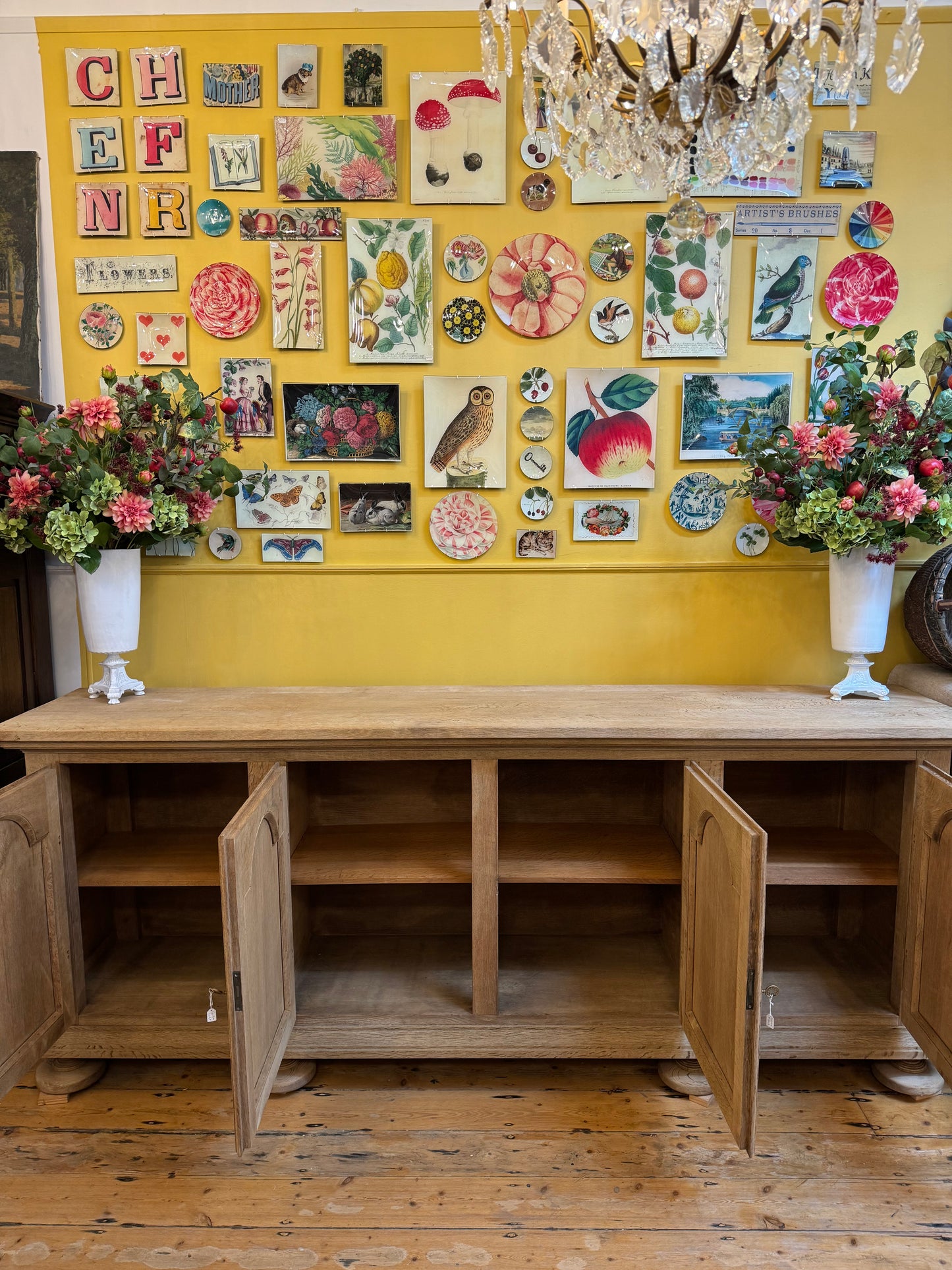 Antique French Solid Oak Four Door Sideboard