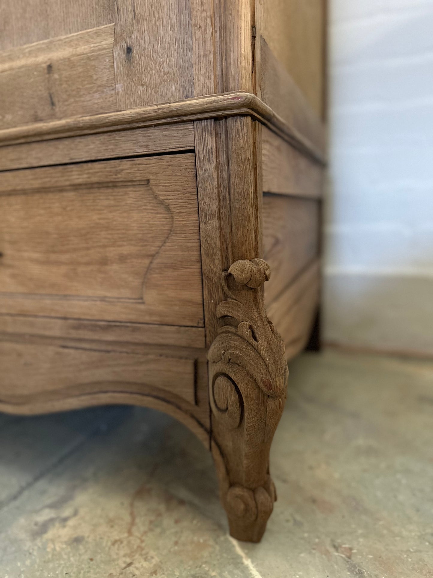 Antique French Louis XV Style Oak Armoire