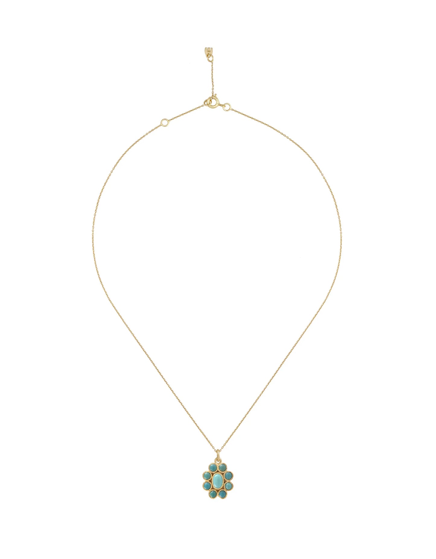 Dorothee Sausset Fine Gold Necklace - '9 Planets Turquoise'