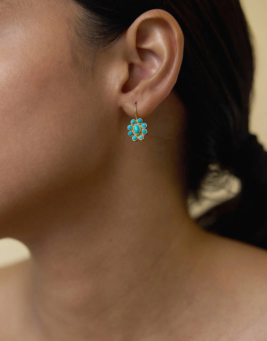 Dorothee Sausset Gold Earrings - '9 Planets Turquoise'