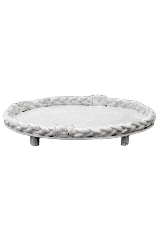 Astier de Villatte Oval Setsuko Herbal Braid Platter with Feet