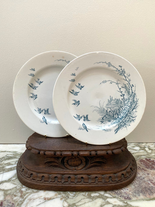 Antique French 'E. Bourgeois Paris' Pair of Plates