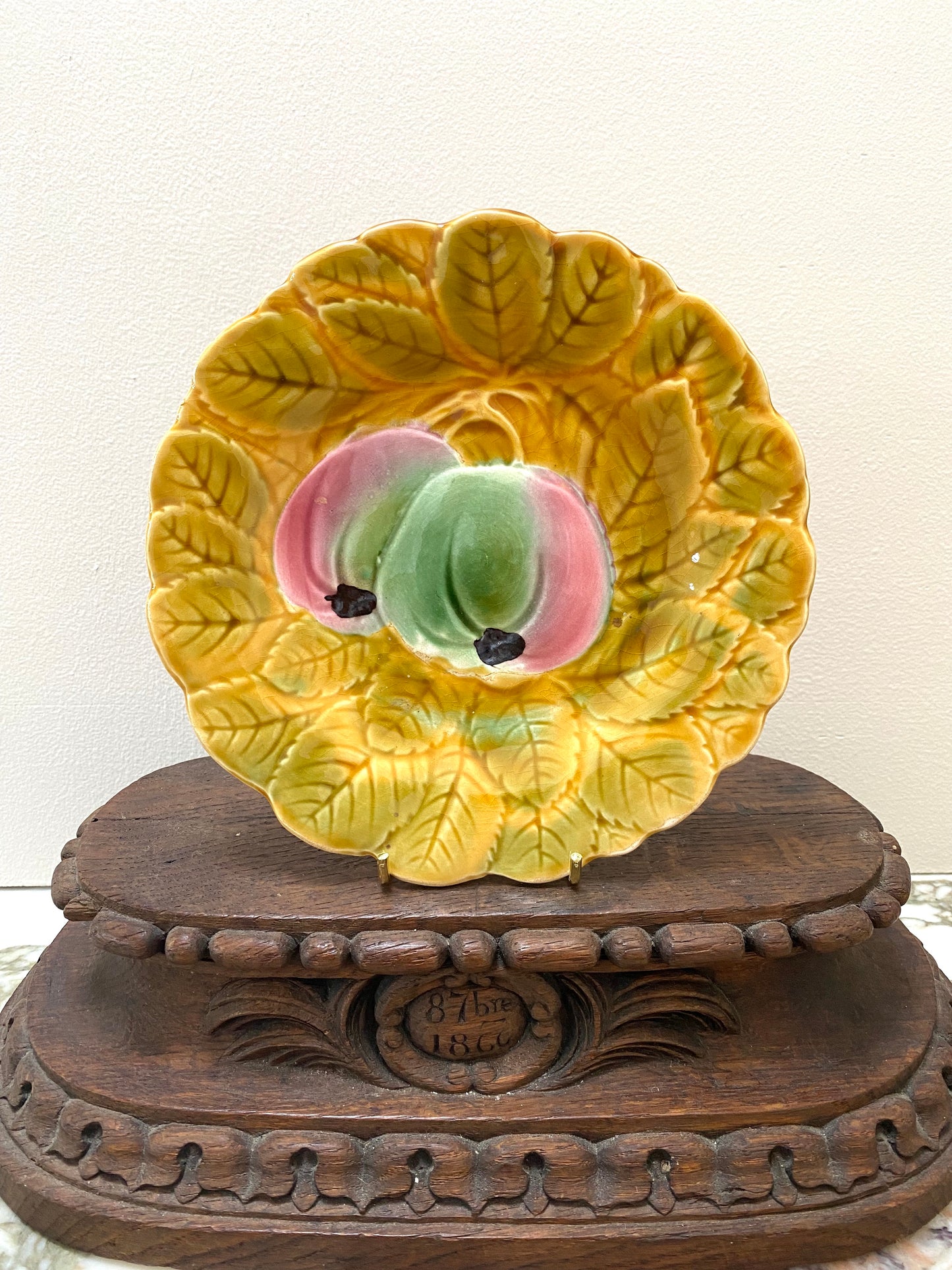 Antique French 'Sarregumines' Round Quince Plate