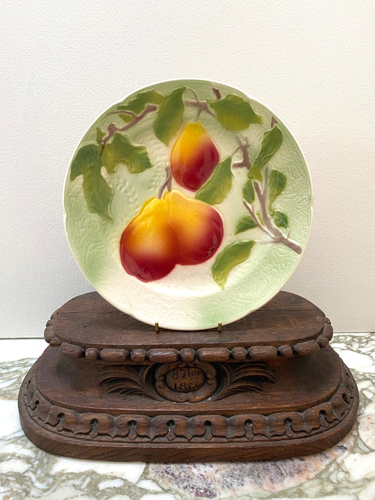 Antique French 'St Clement' Majolica Round Pear Plate