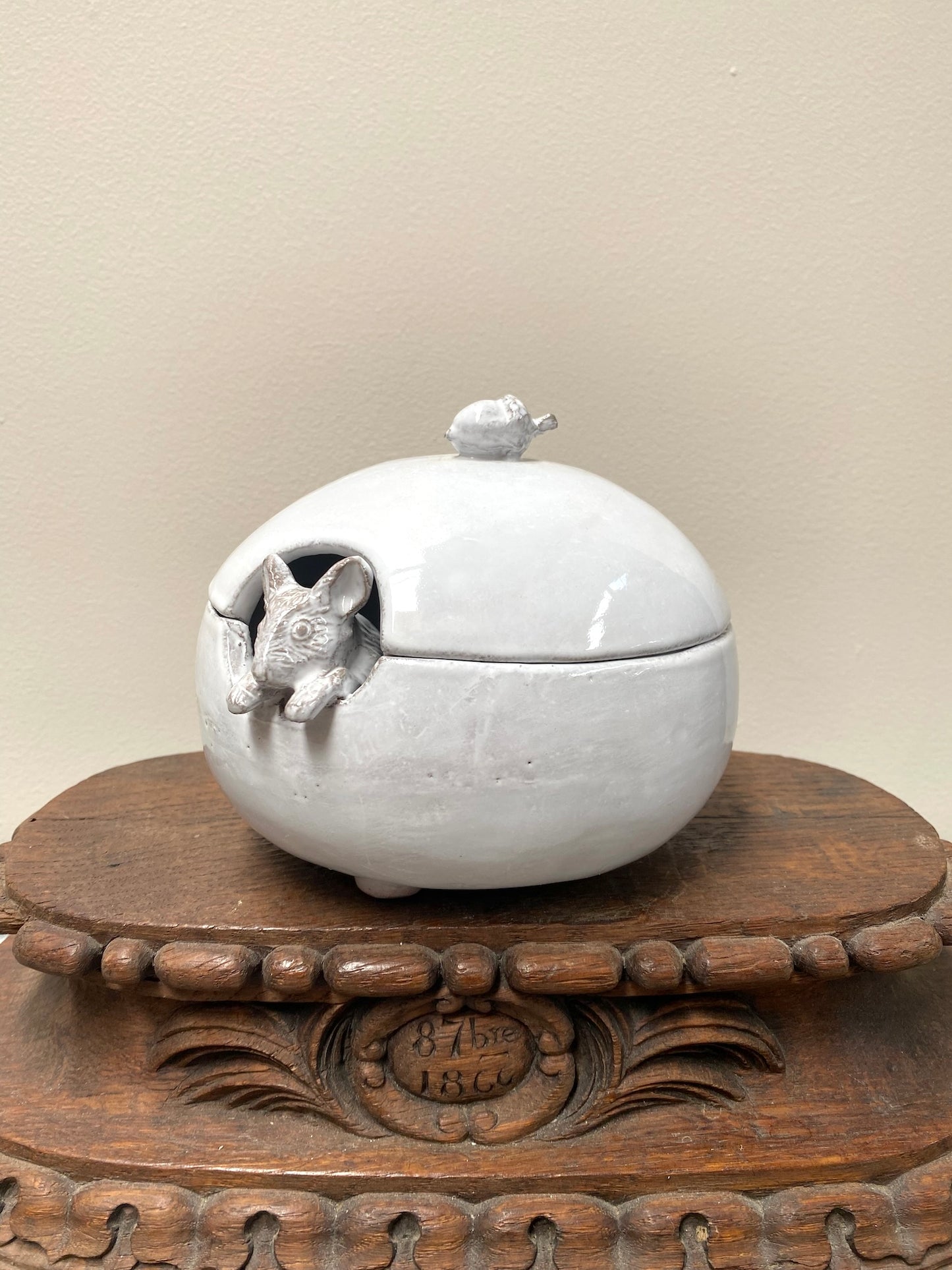 Astier de Villatte Serena Mouse Sugar Bowl