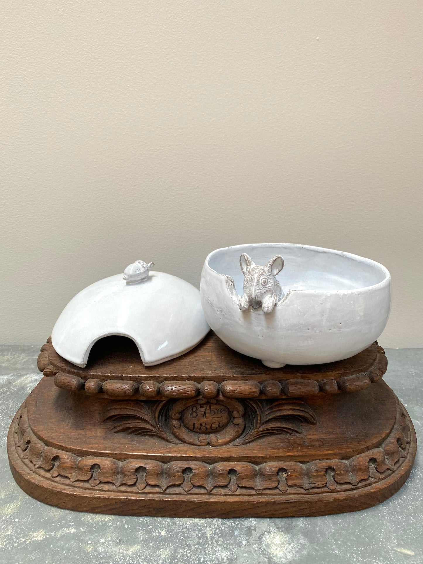 Astier de Villatte Serena Mouse Sugar Bowl