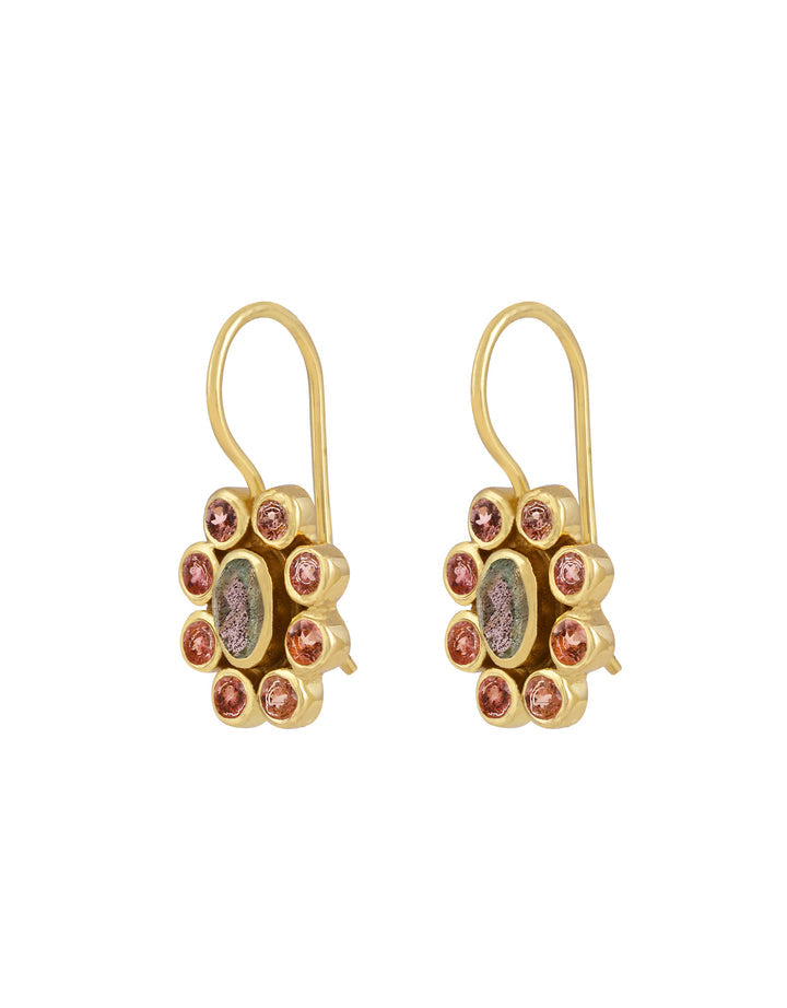 Fine French Gold Earrings - '9 Planets' Labradorite