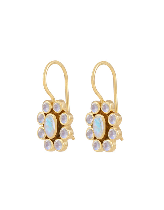 Dorothee Sausset Gold Earrings - '9 Planets Moonstone'