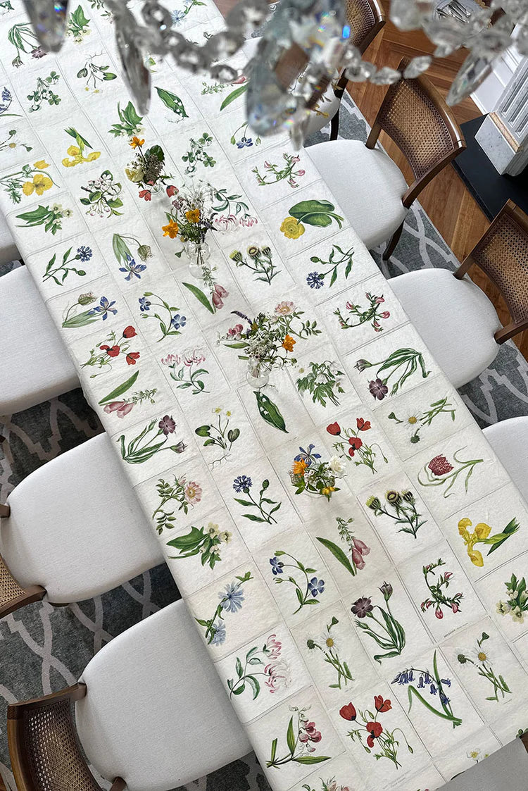 Summerill & Bishop x John Derian 'Botanical Tiles' Linen Tablecloth