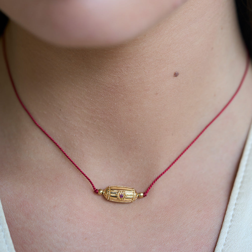 Fine French Gold Short Cord Necklace - 'Rakhi My Love'