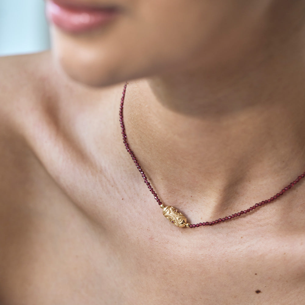 Fine French Gold And Stone Short Necklace - 'Rakhi Shakti'