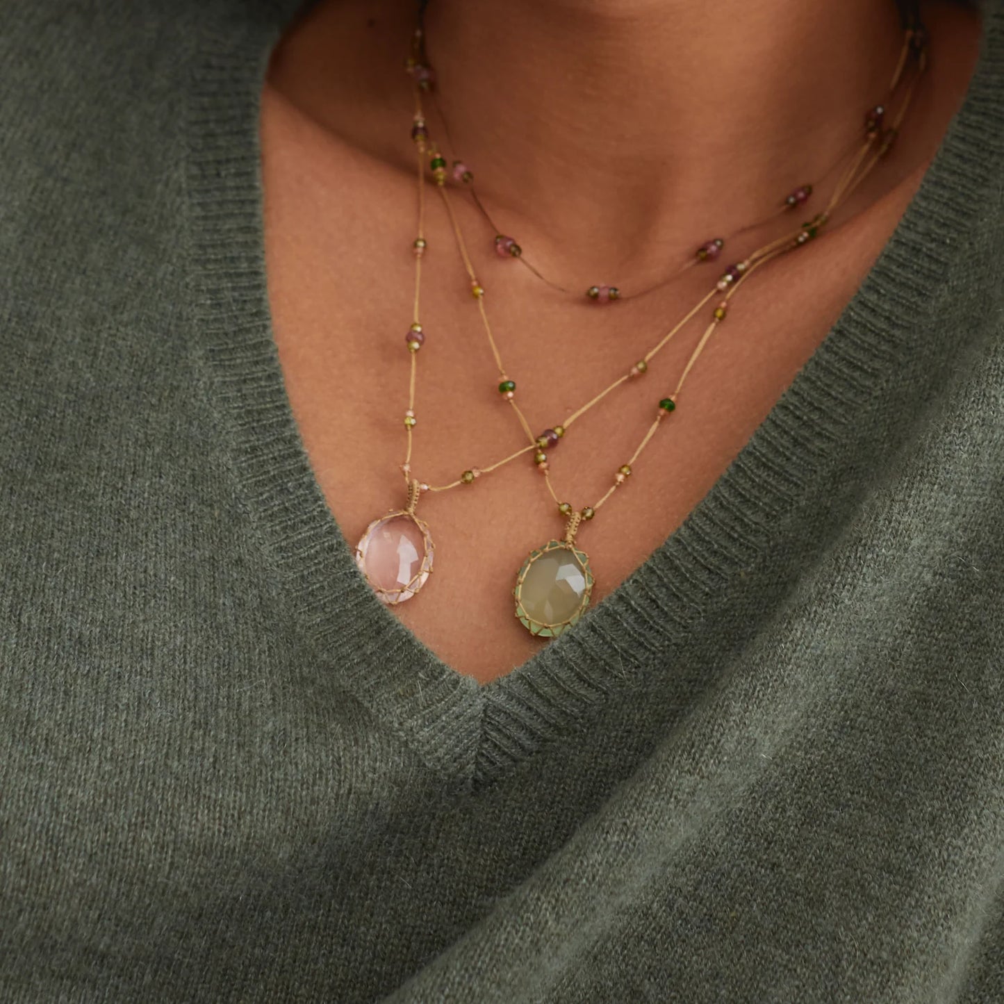 Sharing Tibetan Short Necklace Pink Quartz