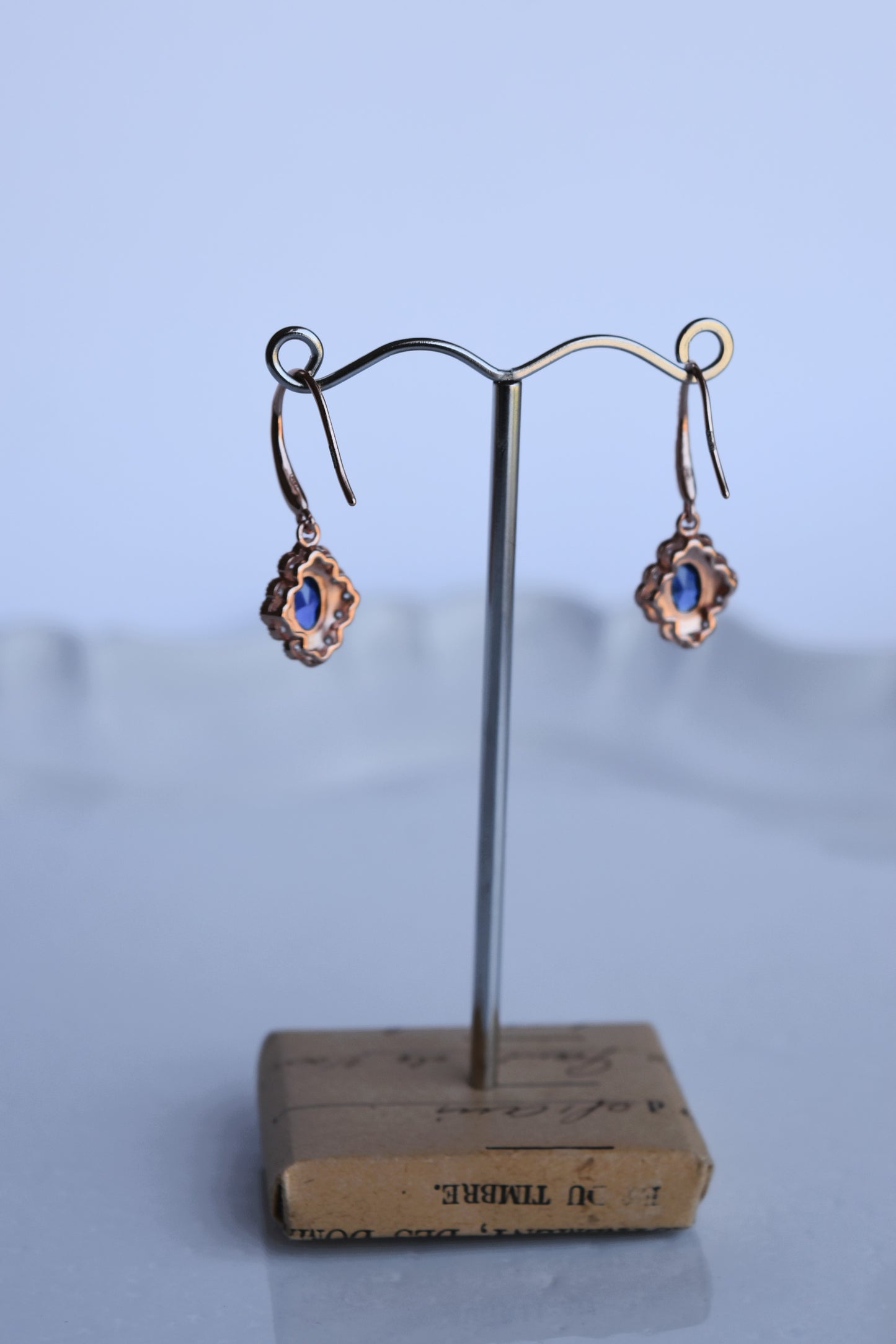 Italian Blue Frilled Surround Drop Earring
