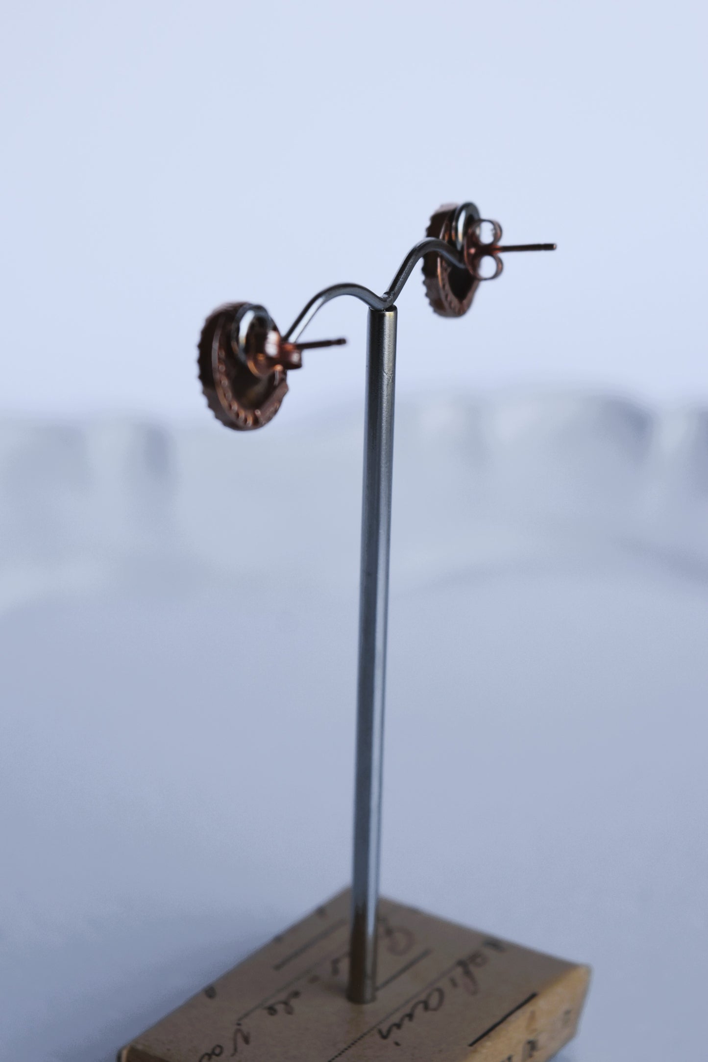 Italian Small Round Cameo Flower Earrings