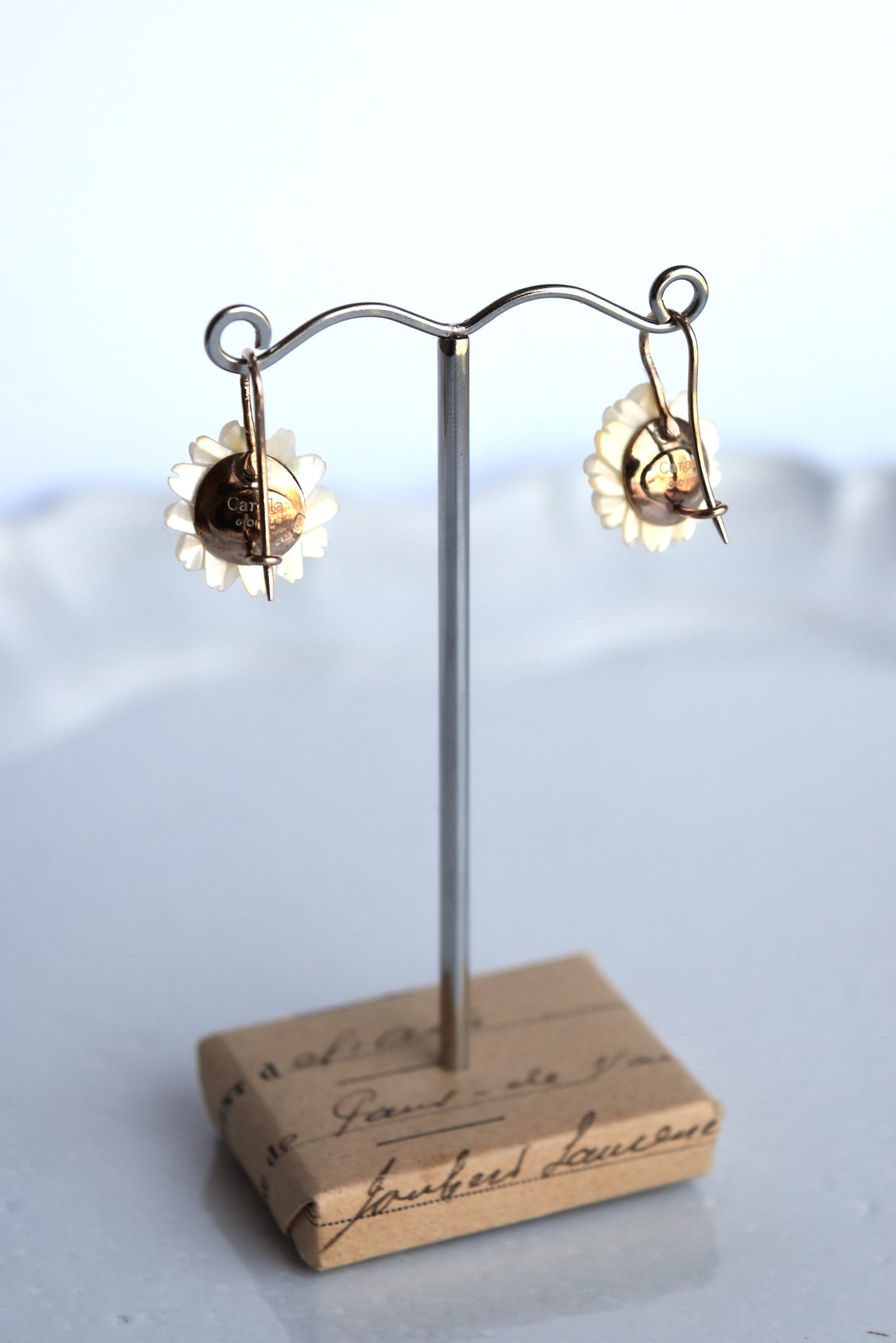 Italian Small White Mother-of-Pearl Flower Earrings