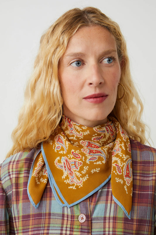 French Silk Scarf 'Hummingbird' In Mineral