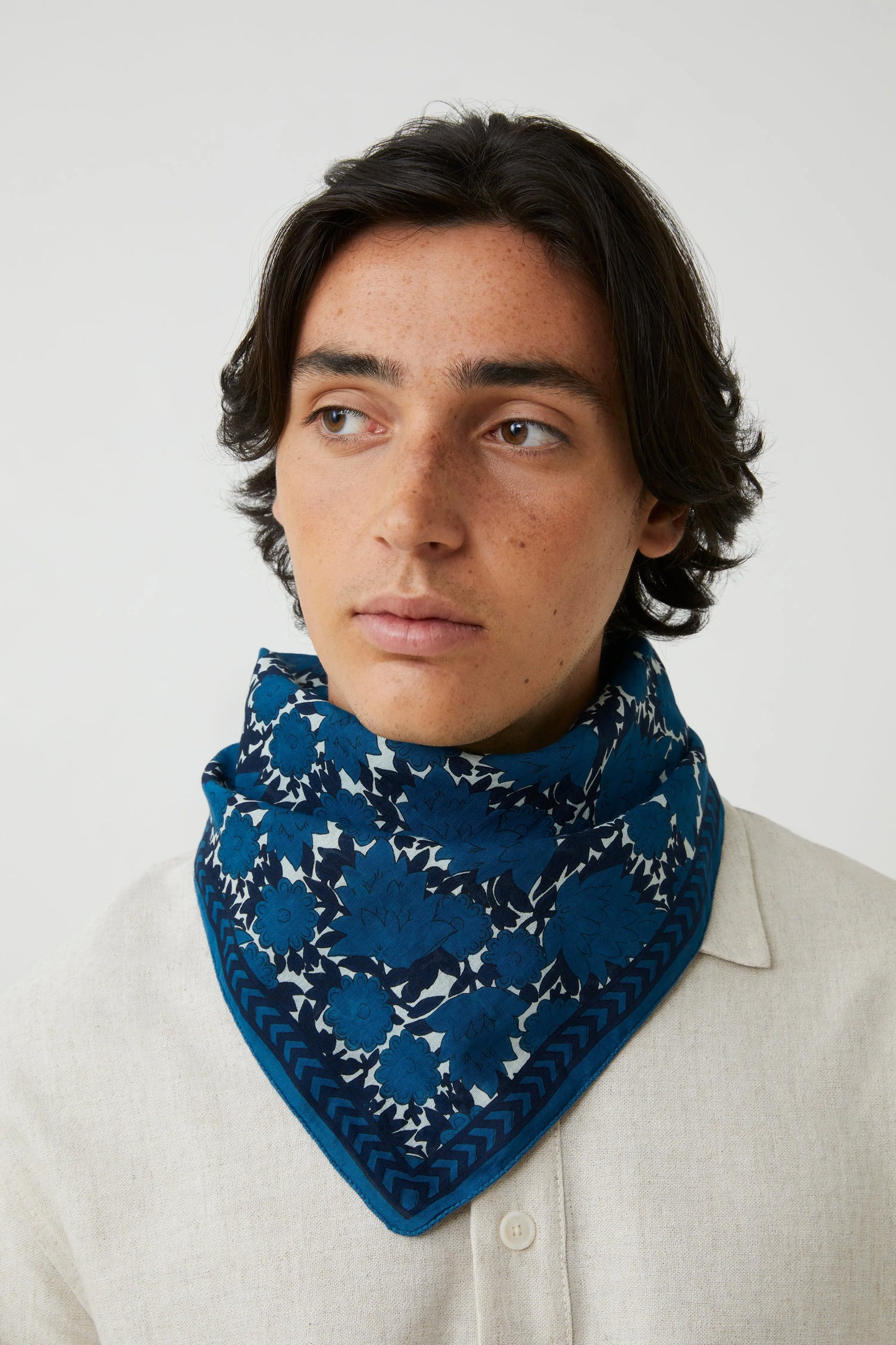 French Cotton Scarf 'Ajmer' In Indigo