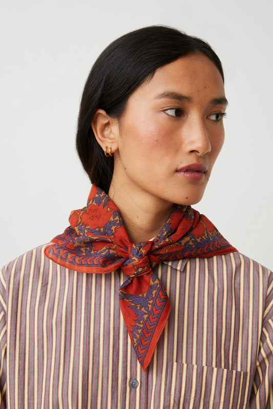 French Cotton Scarf 'Ajmer' In Jasper