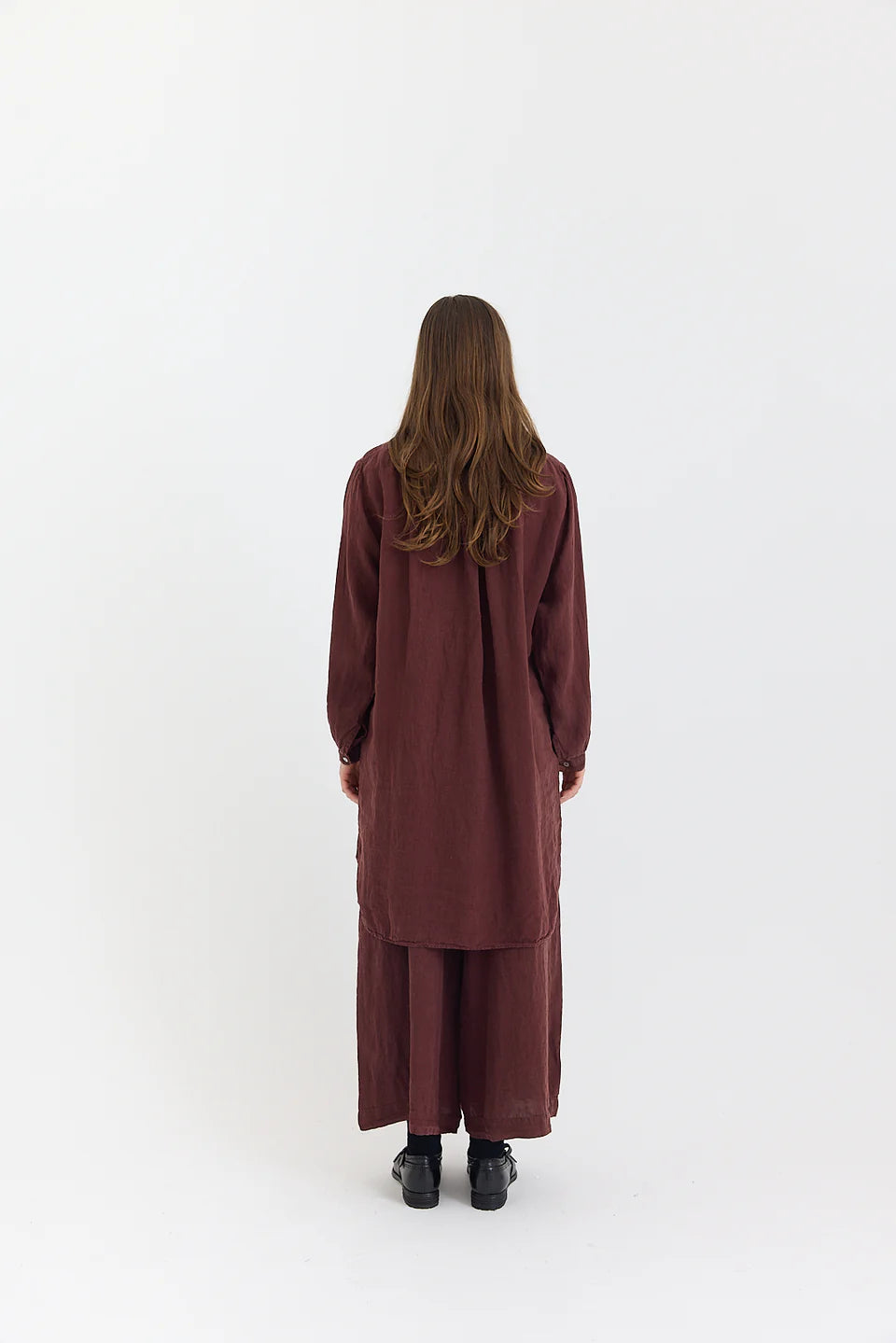 Metta Fran Long Linen Tunic - Cordovan