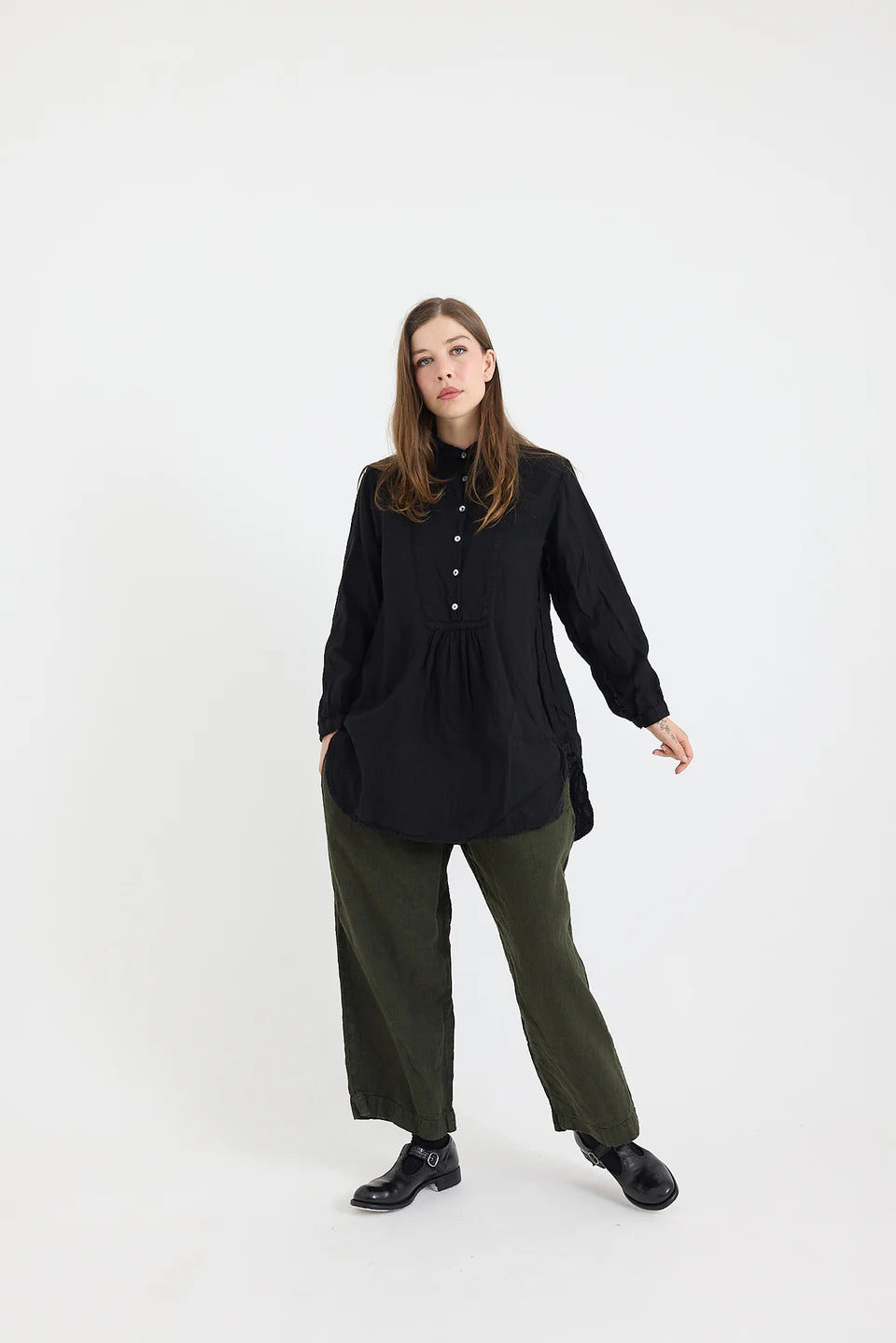 Metta Francoise Shirt - Black Linen