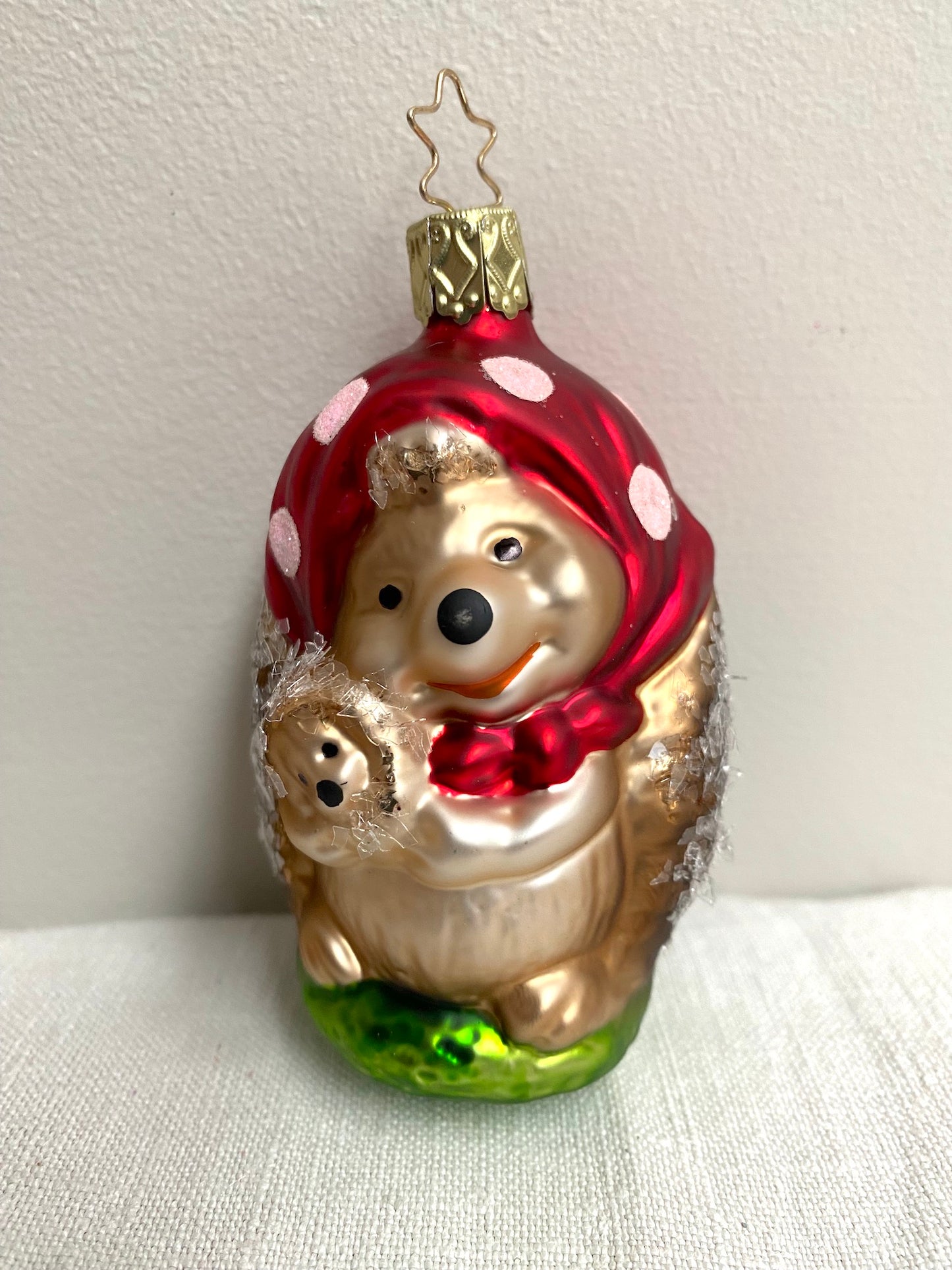 German Glass Christmas Ornament Set - Hedgehog Family