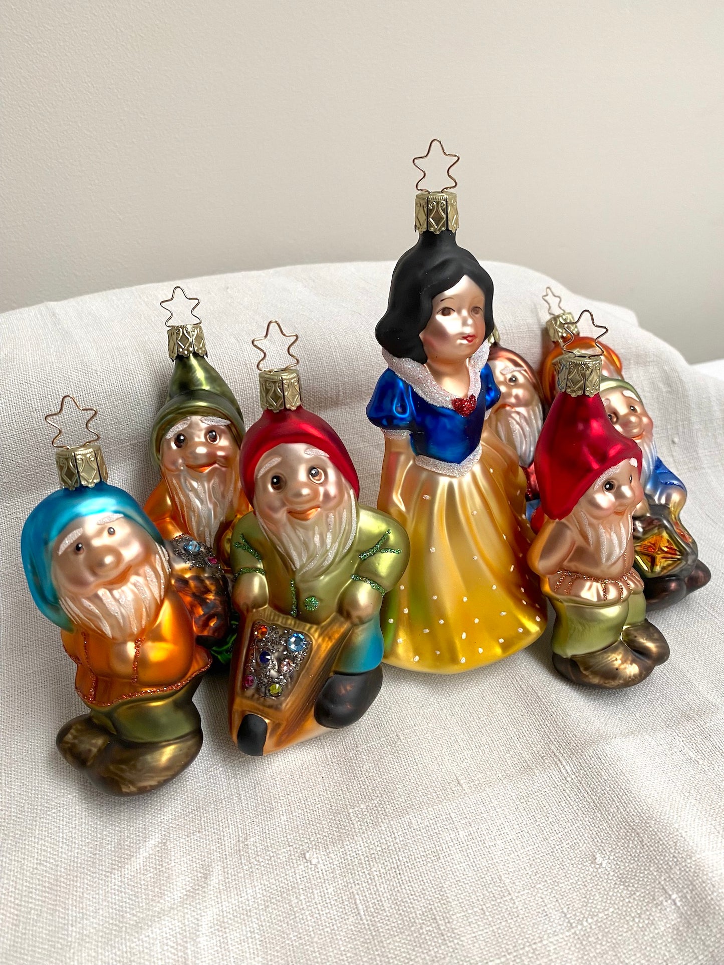 German Glass Christmas Ornament Set - Snow White & the Seven Dwarves