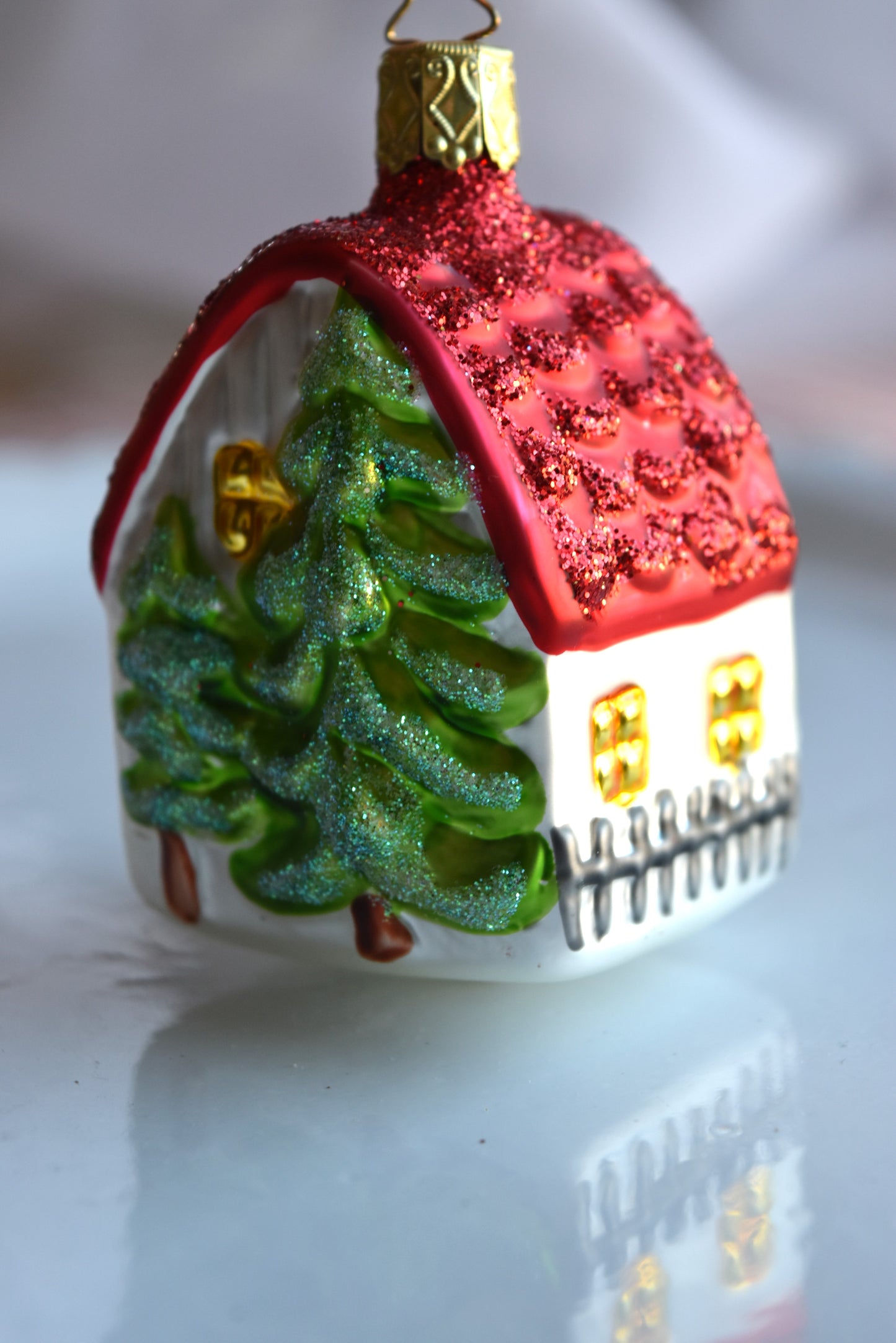 German Glass Christmas Ornaments - Fruit Basket Or House