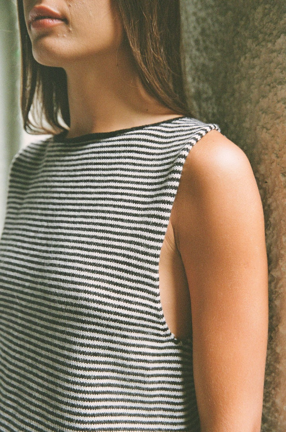 Francie Star Knit Vest Black/Creme Stripe