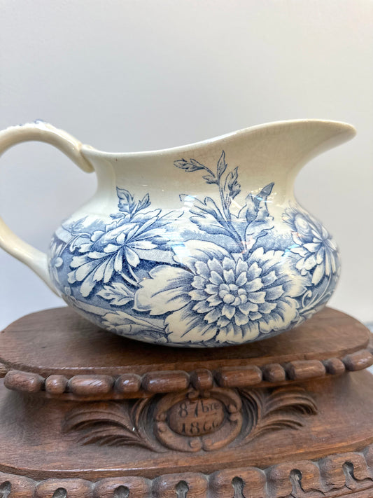 Antique French Gien 'Saint Germain' Floral Ceramic Jug