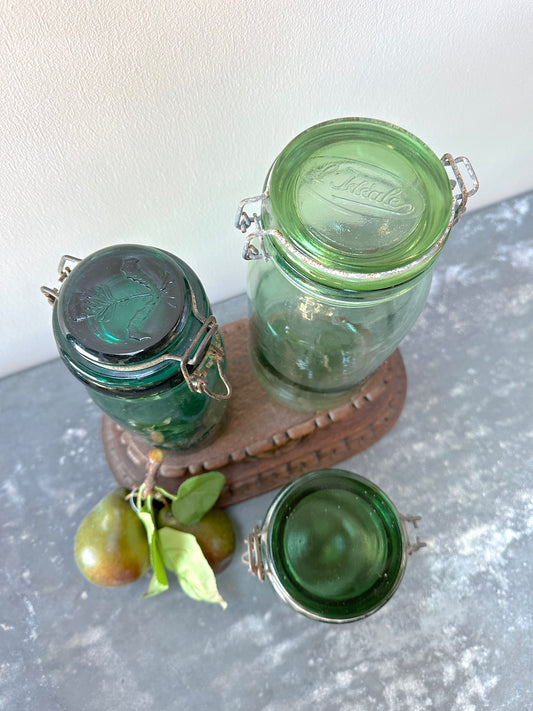 Antique French Green Glass Jars