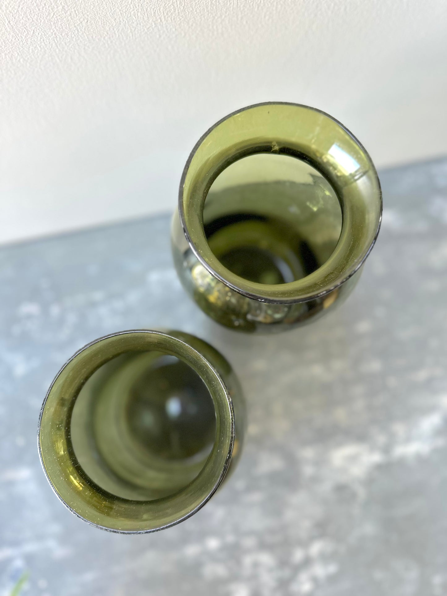 19th Century French Green Glass Olive Jars