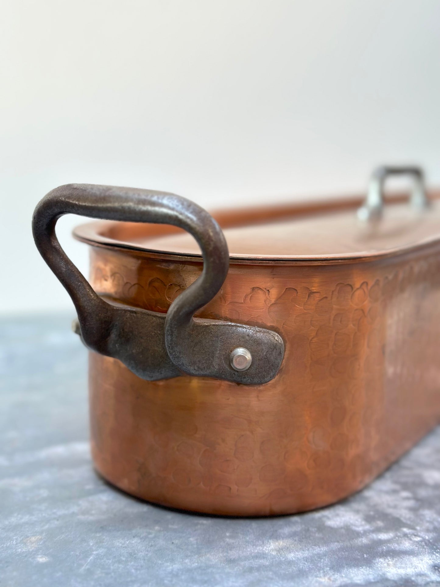 Antique French Long Copper Fish Poacher
