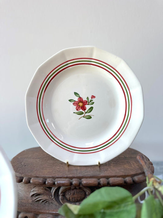 Antique French Sarreguemines 'Armelle' Floral Pair Of Plates