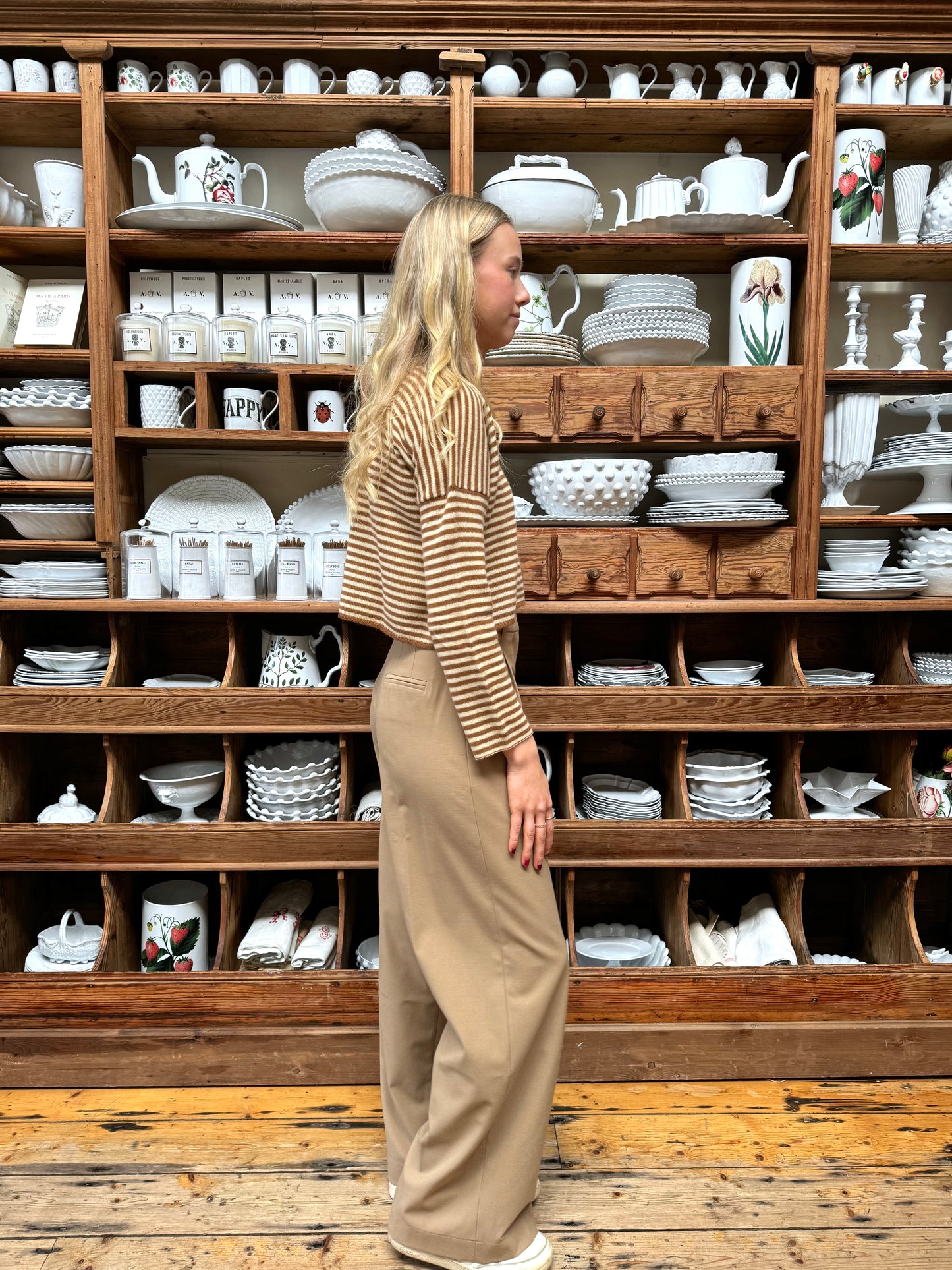 Minina Wide Leg Tailored Pants - Tan
