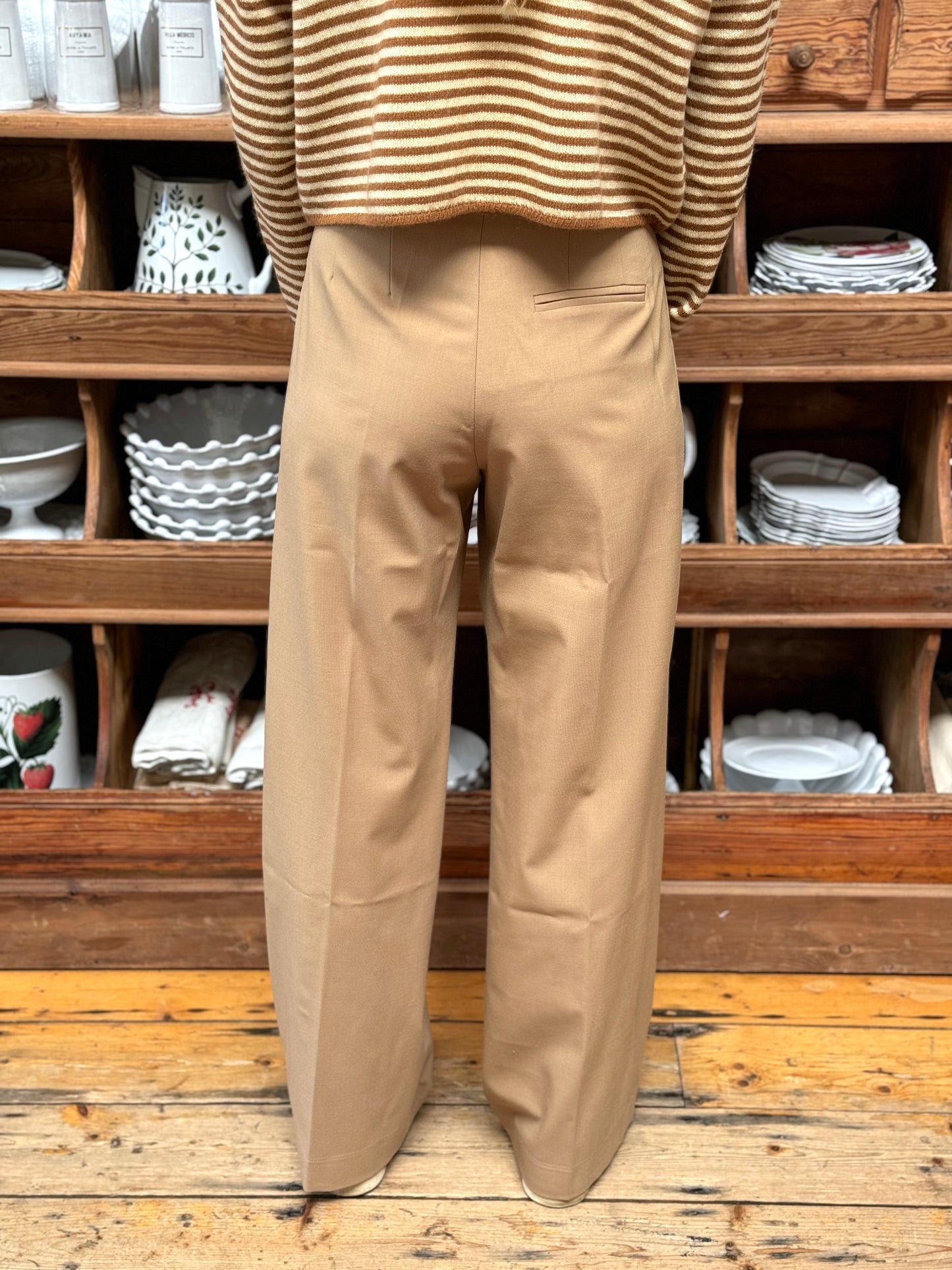 Minina Wide Leg Tailored Pants - Tan