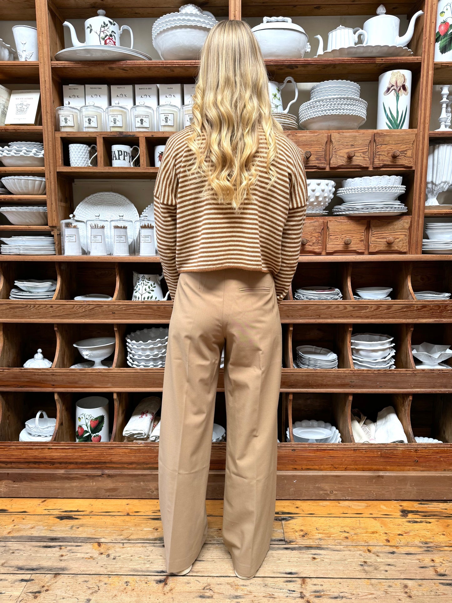 Minina Wide Leg Tailored Pants - Tan