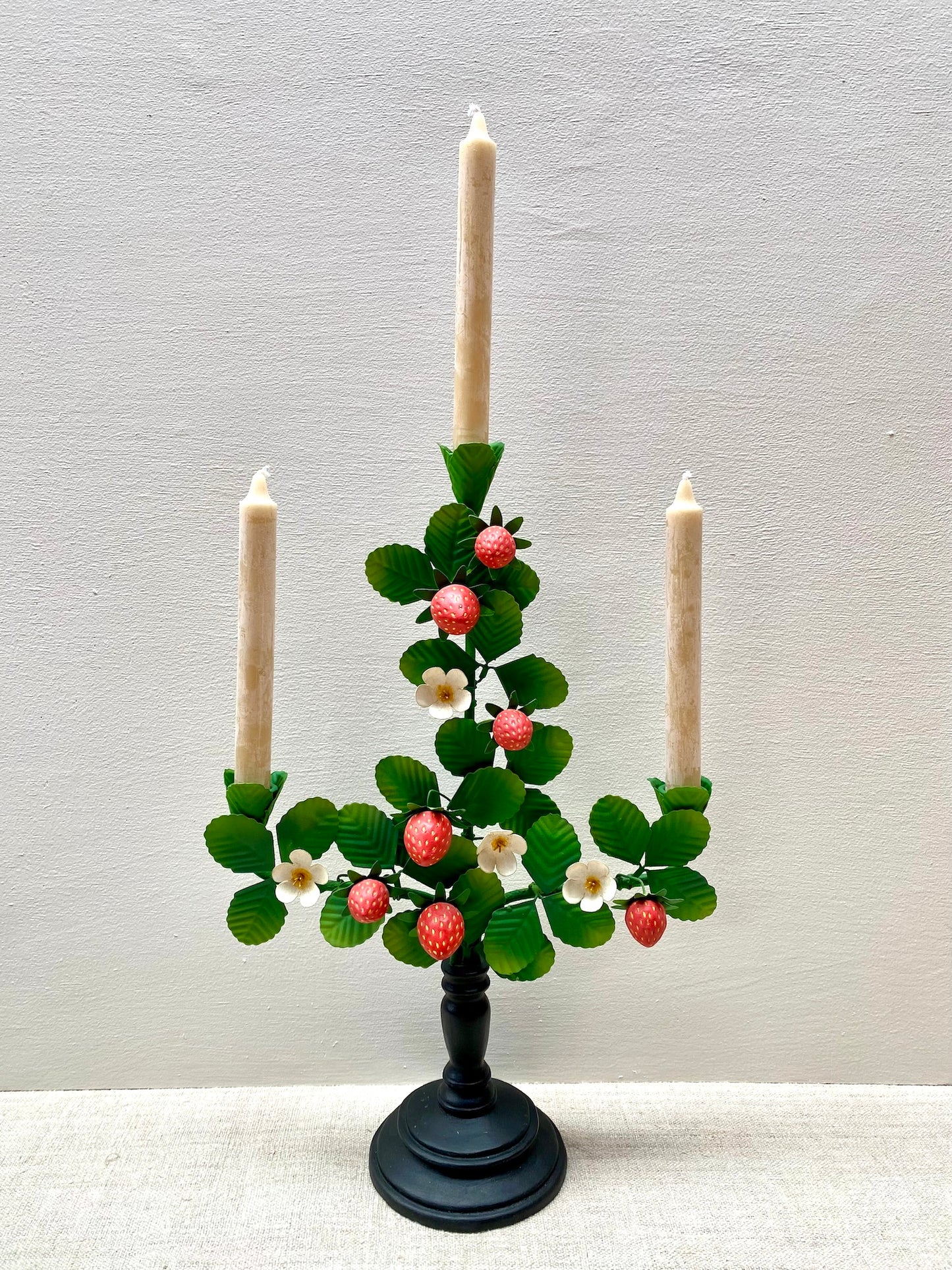 Strawberry with Blossom - European Metal Triple Candle Holder