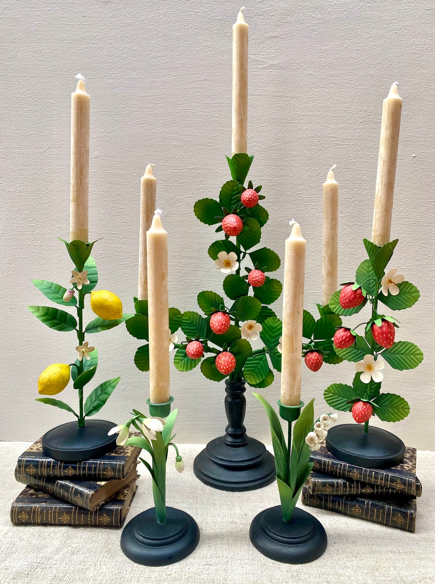 Strawberry with Blossom - European Metal Triple Candle Holder