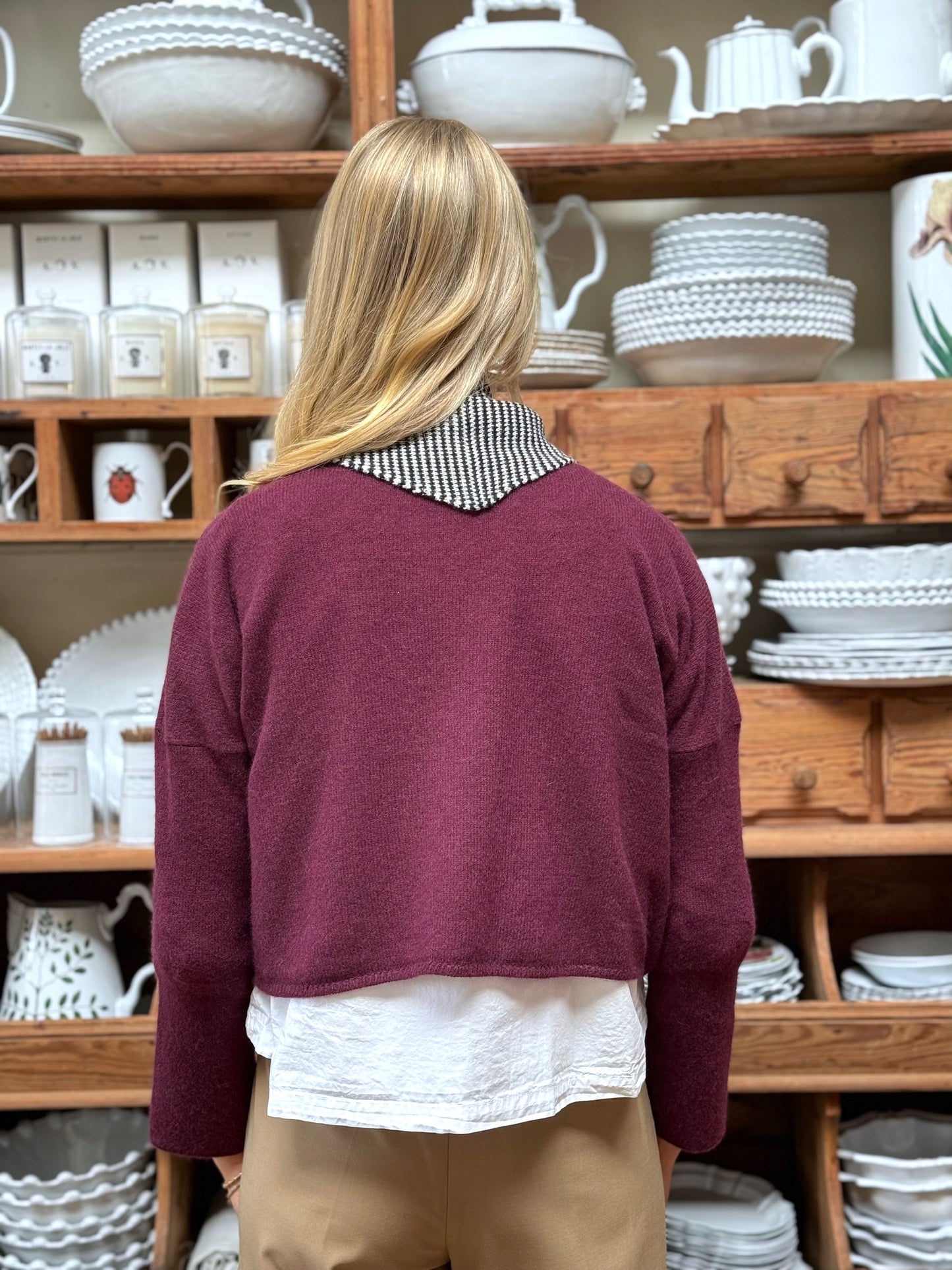 Minina Cashmere Knit Jumper - Burgundy
