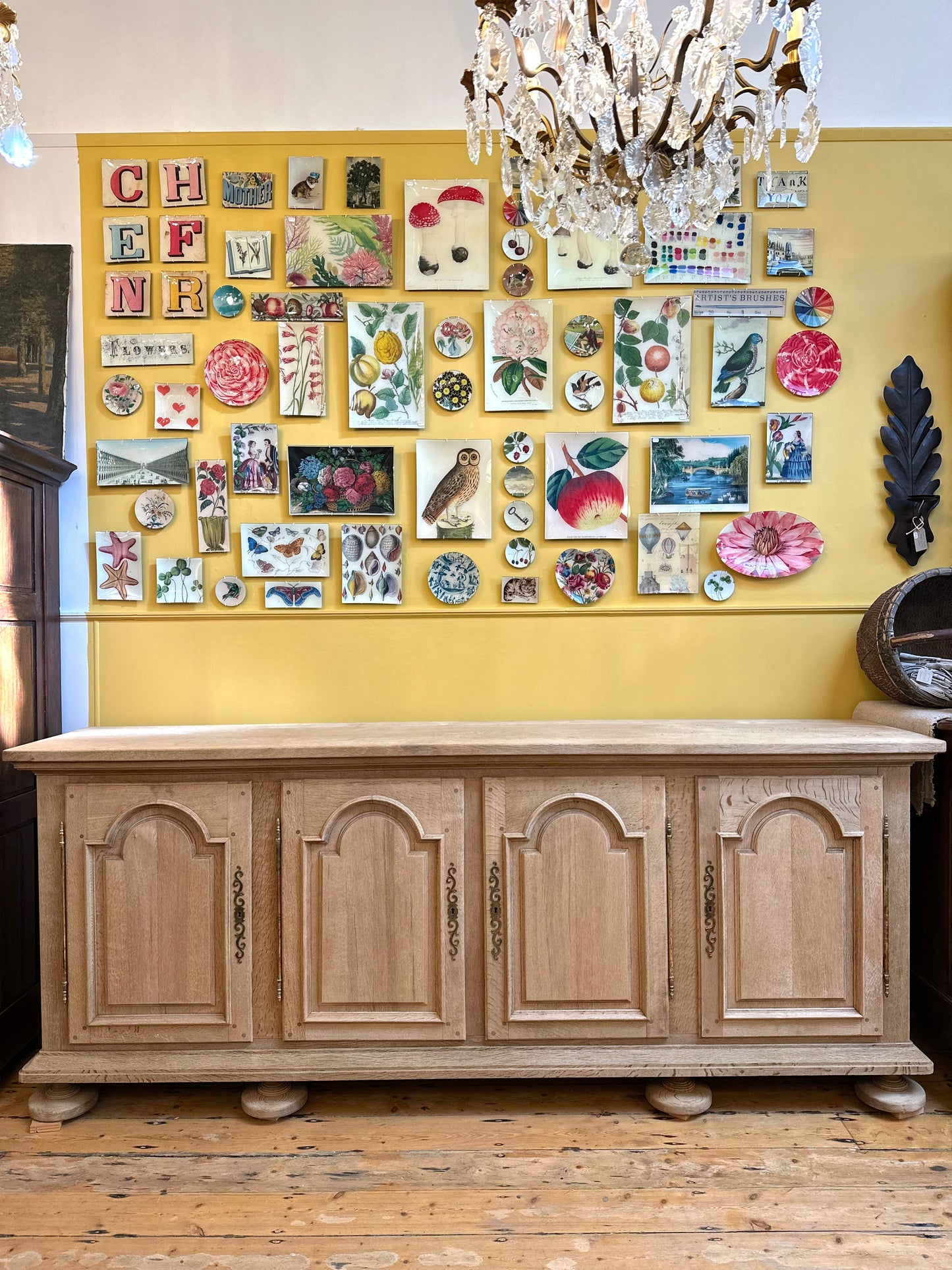 Antique French Solid Oak Four Door Sideboard