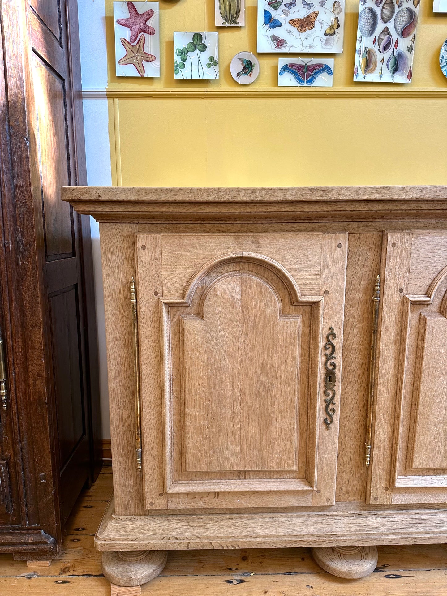 Antique French Solid Oak Four Door Sideboard